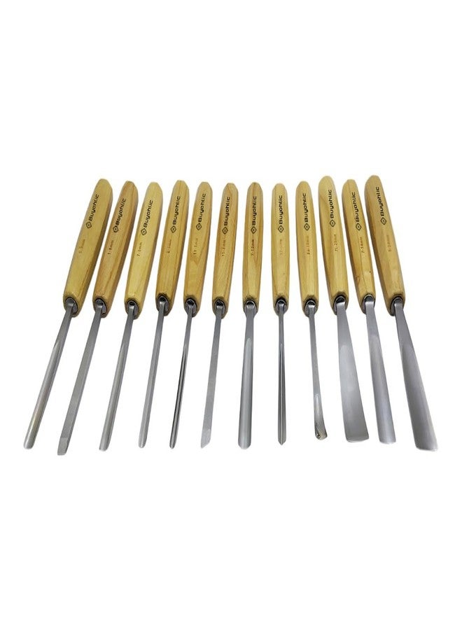 BUYOHLIC أدوات نحت الخشب من بايوهليك، طقم نحت الخشب مكون من 12 قطعة مع حقيبة قماشية، مجموعة أزاميل نجارة للمبتدئين والمحترفين - Image 1